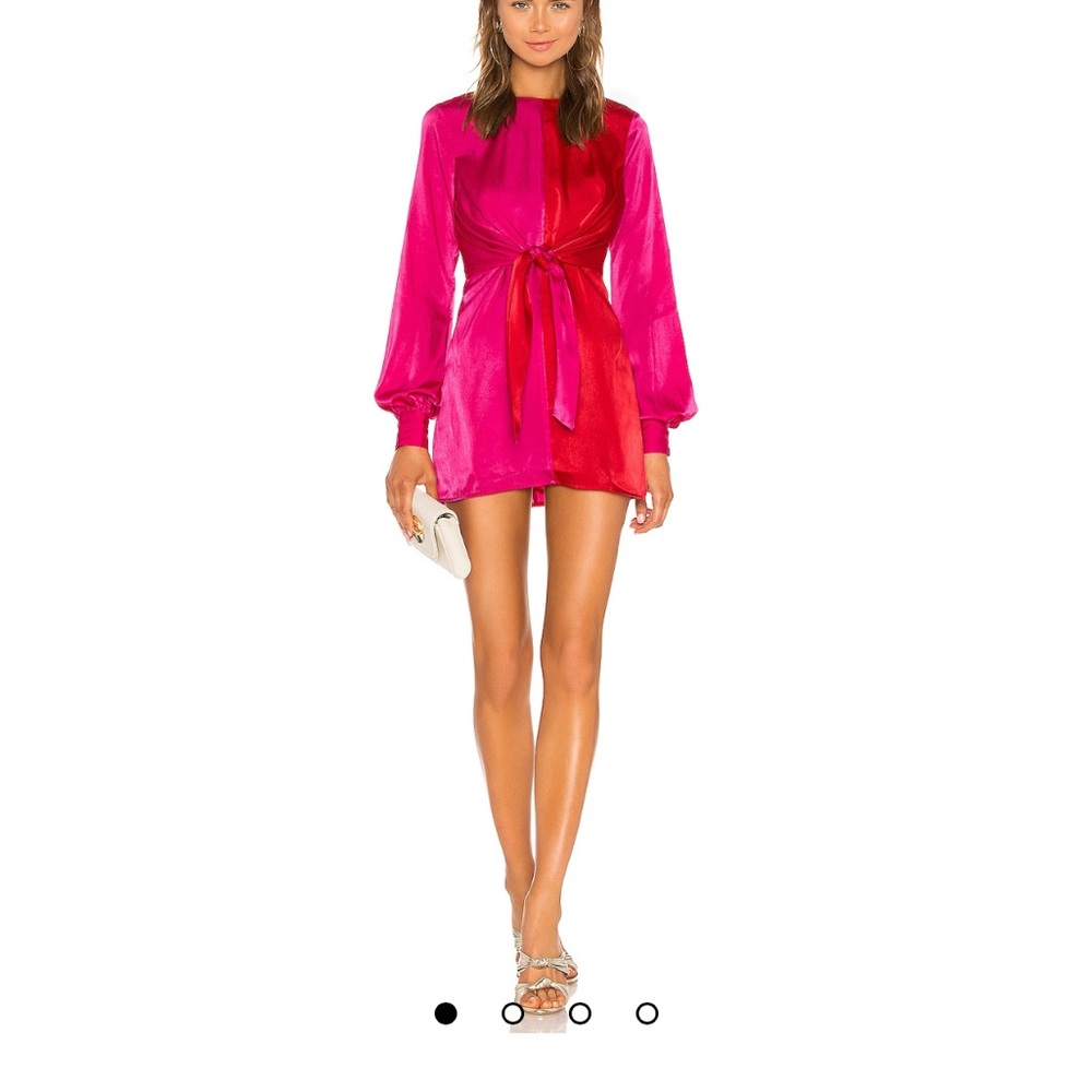 Vibrant Pink/Red colorblock Silk Mini Dress xs 0-2